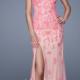 Beading Lace Split Tulle Column V-neck Floor Length Prom / Homecoming / Evening Dresses By 2015 La Femme 20569