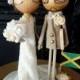 Wedding Cake Topper with Custom Wedding Dress & Beach Theme Keepsake -MilkTea