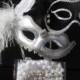 Bride and Groom WEDDING MASK Set- Mardi Gras- Masquerade Style- Elegant