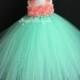 Mint and Coral Flower Girl Tutu Dress Tulle Dress Birthday Party Dress Toddler Dress1t2t3t4t5t6t7t8t9t10t