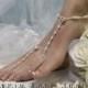 Barefoot sandal, beach, wedding, bridal, ELEGANCE pearl rhinestone 