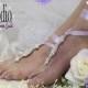 Barefoot Sandals, ENCHANTED, beach, foot jewelry, ribbon, rhinestone, silver lavender 