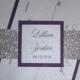 Glitter Wedding Invitation  - Purple  and Silver Glitter Invitation with bellyband - Glitter bellyband