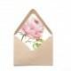 Envelope Liner Template, Watercolor Botanical Blush Pink English Rose,  Multiple Sizes