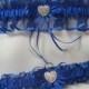 RHINESTONE HEART Wedding garters Royal Blue Garter set
