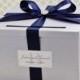 Wedding Card Box Silver Navy Blue  Money Holder Customizable