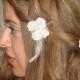 White Flower, Accessories, Bridal, Accessories, Flower Girl, Hair, Rhinestone, Ivory flowers, Bobby Pins- CLOUD- set of three