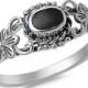 Plumeria Flower Romantic Forever Love Oval Simulated Black Onyx in Plumeria Ring Solid 925 Sterling Silver Oval Onyx Ladies Promise Ring