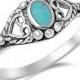 Abstract Elegant Romantic Forever Love Oval Synthetic Turquiose in Heart Ring Solid 925 Sterling Silver Oval Turquoise Ladies Promise Ring