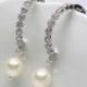 Wedding Earrings, Swarovski Pearls, pearl earrings, bridal dangle earrings, prom, bridesmaids