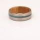 titanium wood ring turquoise mens ring olive wood ring band
