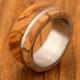 olive wood ring titanium ring band mens ring
