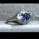 Beautiful Vintage Art Deco Platinum Diamond and Natural Sapphire Engagement Ring - 1.63ct.