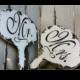 MR and MRS SIGNS, Paddle Signs, Signs with Handles, Rustic Wedding Signs, Shabby Chic Wedding Signs, Reversible, Hand Held Photo Props