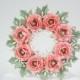Paper Rose and Leaf  Wreath Wedding Cake Topper