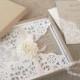 SALE : lace invitations - Lace doily - featured in VOGUE UK - Boxed invitation - Lillian Collection-  Sample