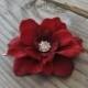 Small Red Flower Pin Flower Fascinator Wedding Hair Clip Bridesmaid Accessory Floral Brooch Pin Rhinestone Crystal Head Piece Bobby Pin