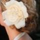 Adele bridal hair flower, Vintage ivory/creme or white silk rose hair flower, bridal hair accessories,