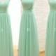 Custom Made Long Chiffon Bridesmaid Dress, Mint Green or Custom Color