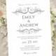 Wedding Invitation Template Charcoal Gray INSTANT Download Sarah Frame diy Editable - Fonts Included