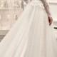 Romantic illusion lace long sleeves sheath wedding dress 2016