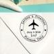Airplane Stamp with hearts, initials and date for Save the Dates & Wedding Invitations