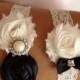 Black Wedding Garter Set- Black and Ivory Garter Set Rhinestone Detail...