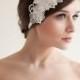 Lace Headband, Bridal Headpiece, Fascinator, Rhinestone Pearls, Flowers, Leaves - Mia Style 4113