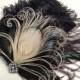White Peacock, Black Feather Fascinator, Swarovski Crystals, Unique Bridal, Hair Accessory, Bridesmaid Head Piece, Batcakes Couture