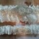 SALE - Wedding Garter Set - Pearl and Rhinestone Garter Set on an Off White Satin Garter Set with Pearl & Rhinestone - Style G233S