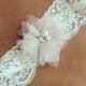 Lace wedding garter with  blush pink flower - BEST SELLER