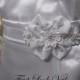 White Bridal Sash, Satin Floral with bling and beads, Wedding Waist Sash or Headpiece