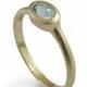 Modern Topaz Gold ring, Handmade minimalist ring, 14k Matte Yellow Gold, Blue Topaz Classic Engagement Ring, Bridal ring Statement ring Sale