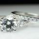 Beautiful 3 Stone Solitaire Diamond Engagement Ring & Wedding Band Complete Bridal Set Customizable Diamond Wedding Ring Carat Sizes