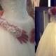 Elegent illusion lace high neck long sleeves tulle ball wedding dress