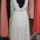 V-neck Lace Chiffon Wedding Dress With Slit, Backless Elegant Ivory Custom Made Bridal Wedding Dress, Beading Wedding Dress