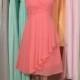 Coral Bridesmaid Dress, A-line Sweetheart Short Chiffon Bridesmaid Dress