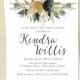 20 Bridal Shower Invitations -  Autumn - Winter - Watercolor Flower - PRINTED