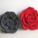 Grey or Red Rose Flower Pin - Red rose wedding hairpin - Red Bridesmaid accessory - Flowergirl clip - Felted Rose Hairpin