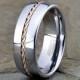Tungsten Wedding Band, Tungsten Wedding Ring, Domed, Silver Braid inlay,Tungsten Carbide, Anniversary Ring, Engagement Band, Braided, 8mm