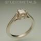 Lotus Ring, Diamond Engagement Ring, Princess Cut Diamond, .5 Carat Engagement Ring, R525