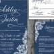 Country Chic Wedding Invitation Suite Denim and Lace - Invitation, RSVP and Information Card