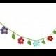 Crochet flowers and leaves garland - wedding, party, spring summer decoration