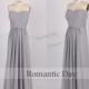 Hot Sale Gray Chiffon Bridesmaid Dresses/Gray Long Prom Dresses 2015/Gray Dress for Wedding Plus Size Maxi Dress 0224