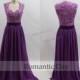 2015 New Style Purple Lace Bodice Long Chiffon Prom Dress/Evening Dress/Long Purple Lace Dress/Celebrity Dress/Custom Made/0339