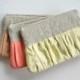 SET of 3 Linen bridesmaid Ruched clutch bags pleated linen choose your colour bridal clutch 