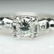 Vintage Petite Diamond Engagement Ring 18k White Gold Art Deco Bridal Art Deco Engagement Ring Vintage Engagement Ring Wedding Ring