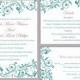 DIY Wedding Invitation Template Set Editable Word File Instant Download Printable Invitation Teal Wedding Invitation Blue Wedding Invitation