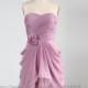 Dusty Rose Bridesmaid Dress, Party dress, Rosette Strapless dress, Draped Prom dress, Short Wedding dress, Sweetheart dress (B018)