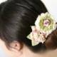 Floral Hair Barrette, Bridal Hairpiece, Bridal Barrette, Pink Floral Barrette, Bride Barrette, Garden Wedding Hairpiece, Floral Hair Clip